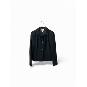 Talbots size 4 black VINTAGE Wool Blend Blazer Jacket Women Button Front Career